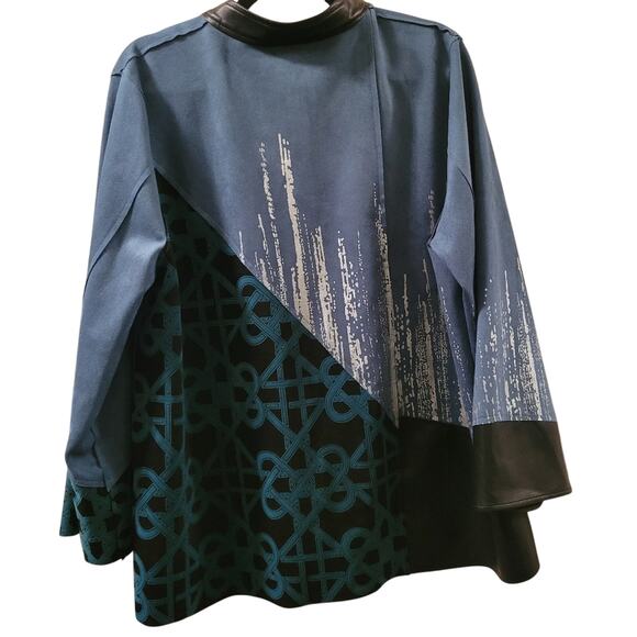 Lemongrass Womens Peacock Contrast Faux Suede Jacket Blazer Top Size XL - Picture 2 of 13